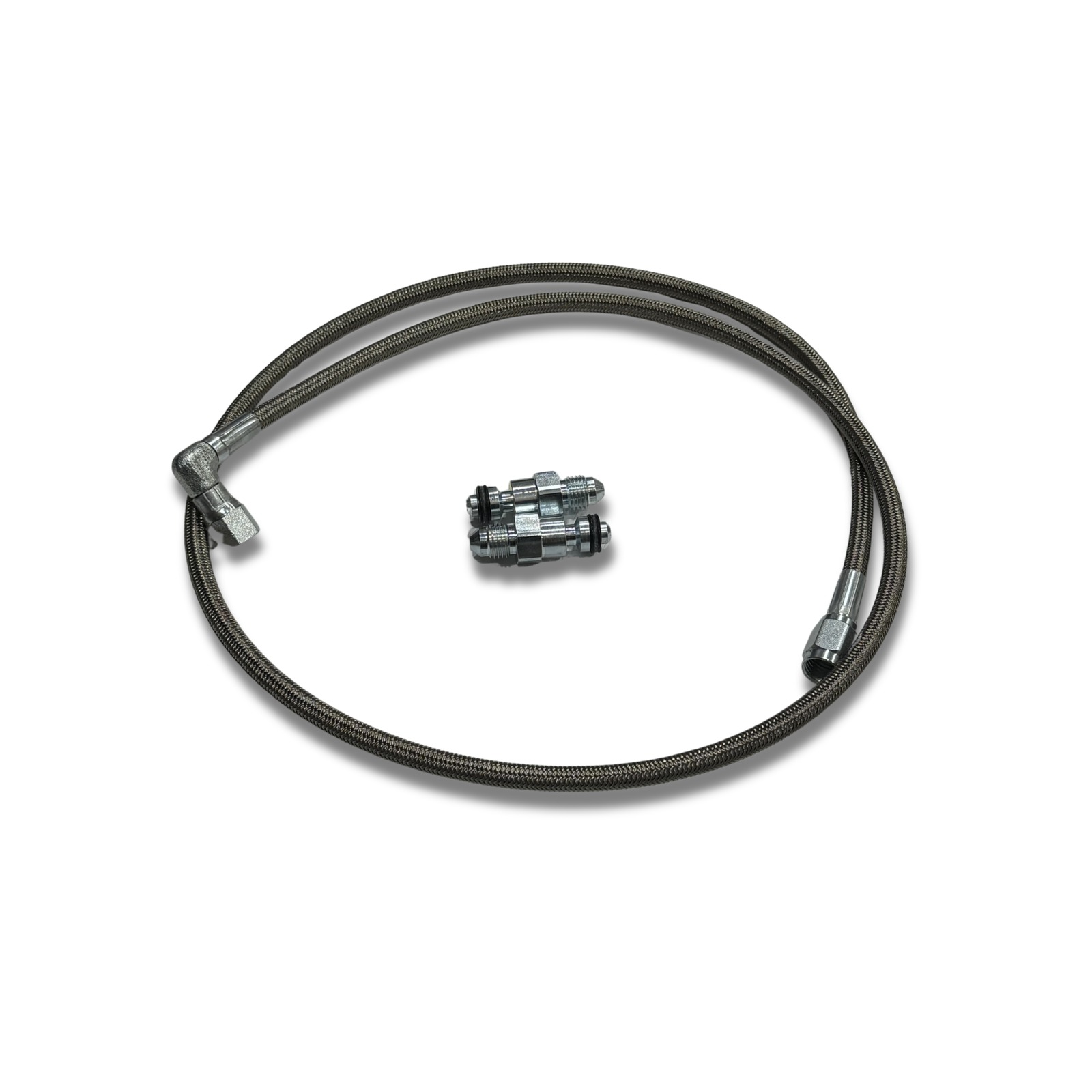 Braided clutch master-to-slave hydraulic line kit with adapters for 2003–2005 Dodge Neon SRT-4